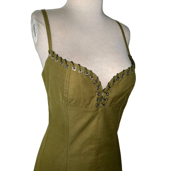 Ludovic de Saint Sernin Easy Cleavage Dress in Olive Green Medium New Womens - Picture 5 of 16